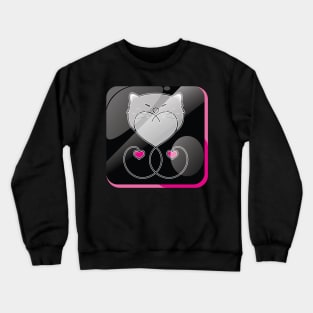 Shiny Cat Lover Button Crewneck Sweatshirt